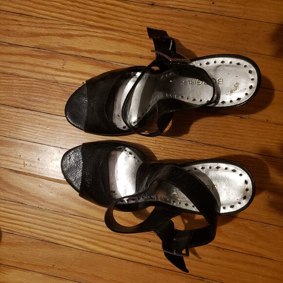 BCBGirls Heeled Black Leather Sandal Size 39 - Picture 2 of 6